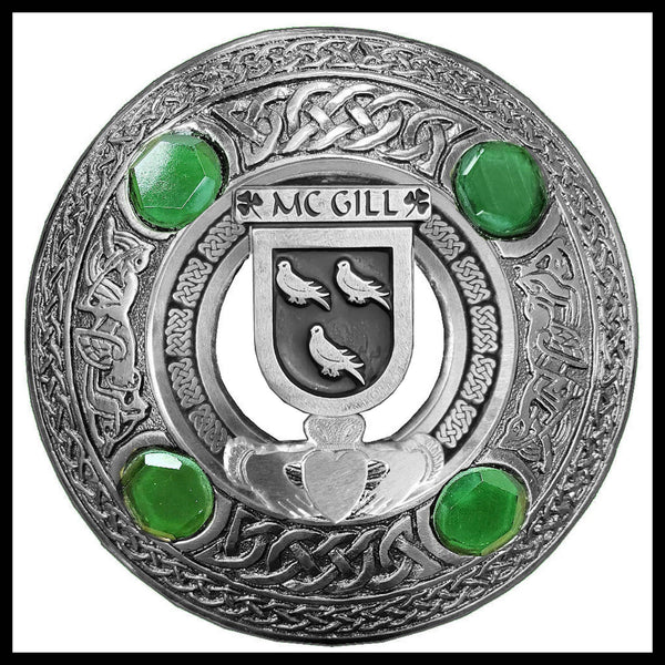 McGill Irish Claddagh Coat of Arms Plaid brooch ~ Emerald stones