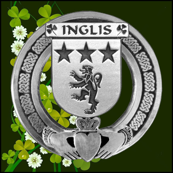 Inglis Irish Claddagh Coat of Arms Plaid brooch ~ Emerald stones