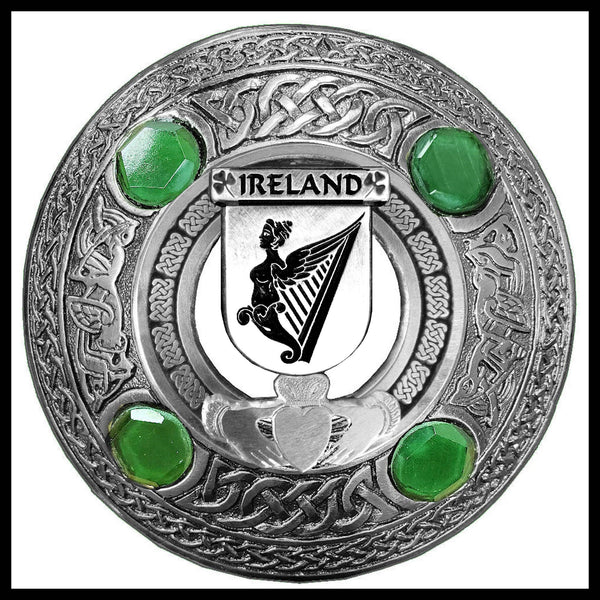 Ireland Irish Claddagh Coat of Arms Plaid brooch ~ Emerald stones