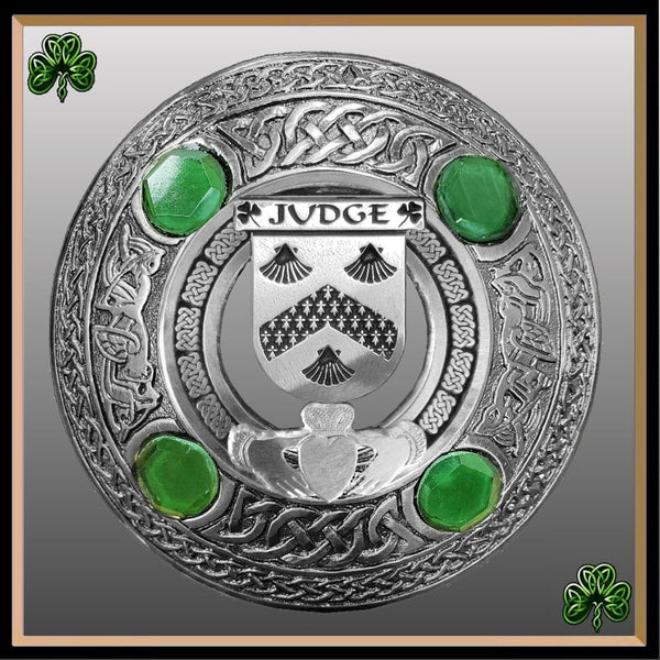 Judge Irish Claddagh Coat of Arms Plaid brooch ~ Emerald stones