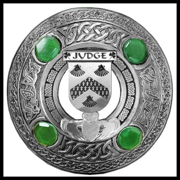 Judge Irish Claddagh Coat of Arms Plaid brooch ~ Emerald stones