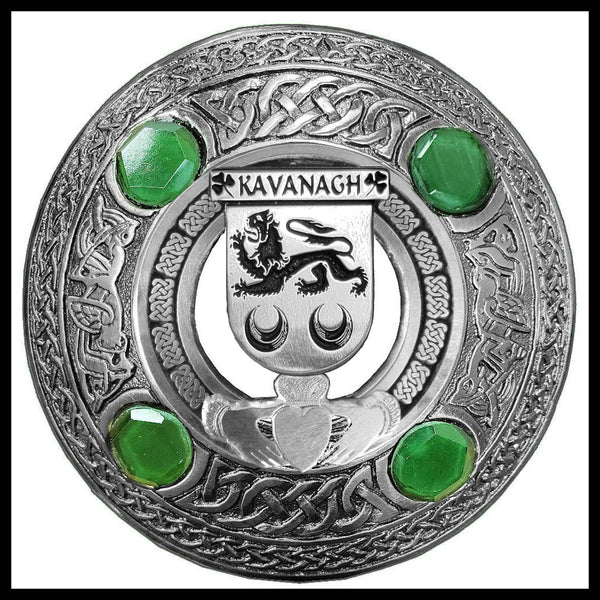 Kavanagh Irish Claddagh Coat of Arms Plaid brooch ~ Emerald stones