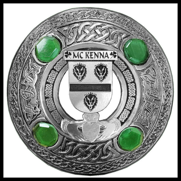McKenna Irish Claddagh Coat of Arms Plaid brooch ~ Emerald stones