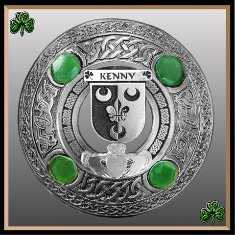 Kenny Irish Claddagh Coat of Arms Plaid brooch ~ Emerald stones