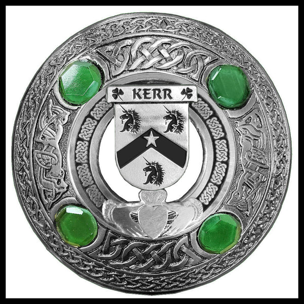 Kerr Irish Claddagh Coat of Arms Plaid brooch ~ Emerald stones