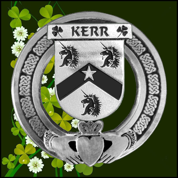 Kerr Irish Claddagh Coat of Arms Plaid brooch ~ Emerald stones