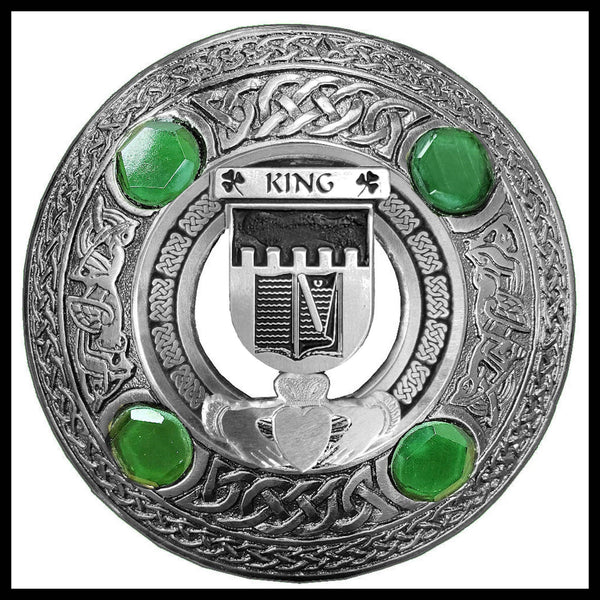 King Irish Claddagh Coat of Arms Plaid brooch ~ Emerald stones