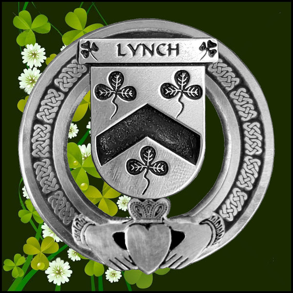 Lynch Irish Claddagh Coat of Arms Plaid brooch ~ Emerald stones