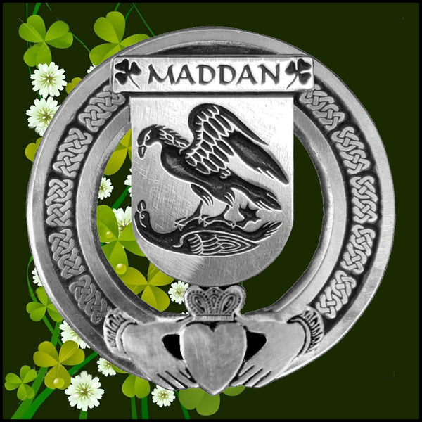 Maddan Irish Claddagh Coat of Arms Plaid brooch ~ Emerald stones