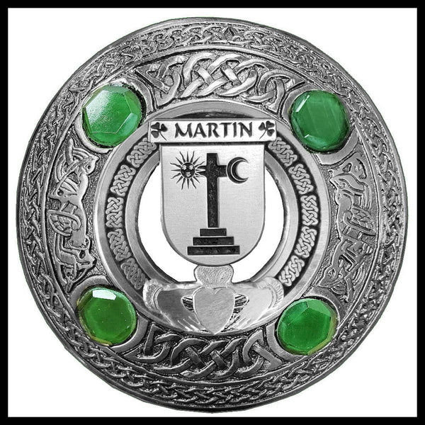 Martin Irish Claddagh Coat of Arms Plaid brooch ~ Emerald stones