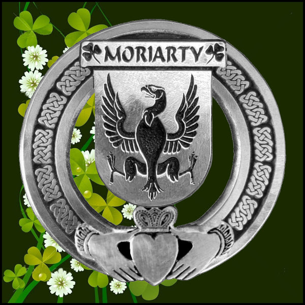 Moriarty Irish Claddagh Coat of Arms Plaid brooch ~ Emerald stones