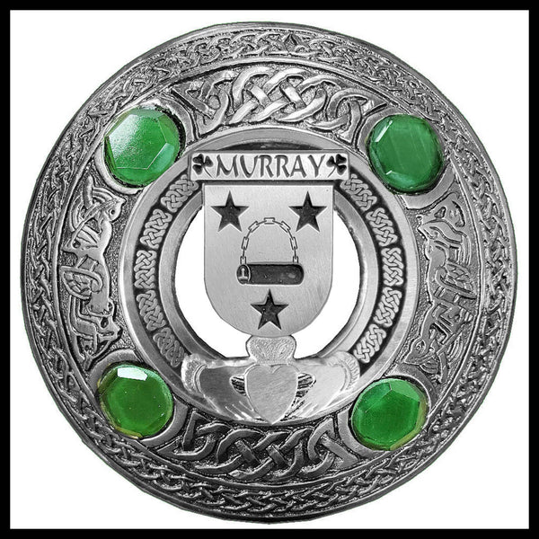 Murray 2 Irish Claddagh Coat of Arms Plaid brooch ~ Emerald stones