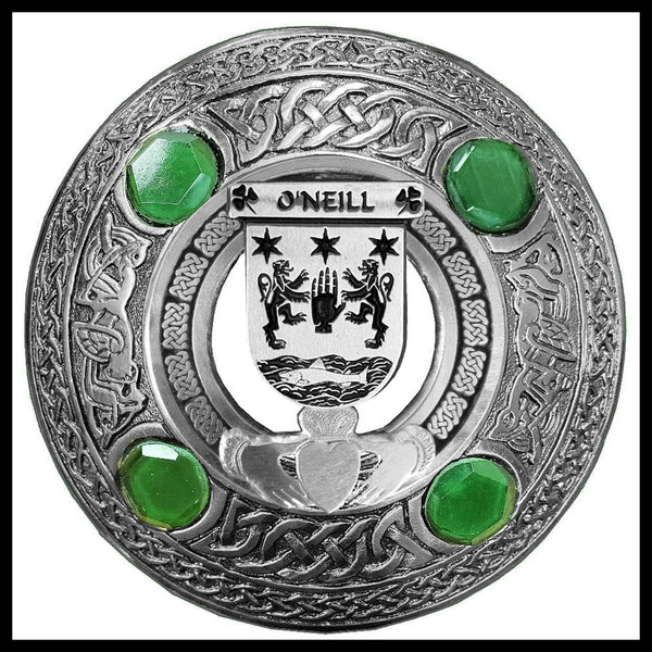 O'Neill Irish Claddagh Coat of Arms Plaid brooch ~ Emerald stones