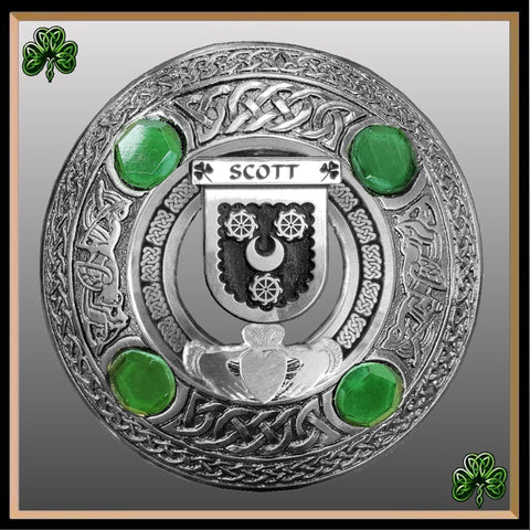 Scott Irish Claddagh Coat of Arms Plaid brooch ~ Emerald stones