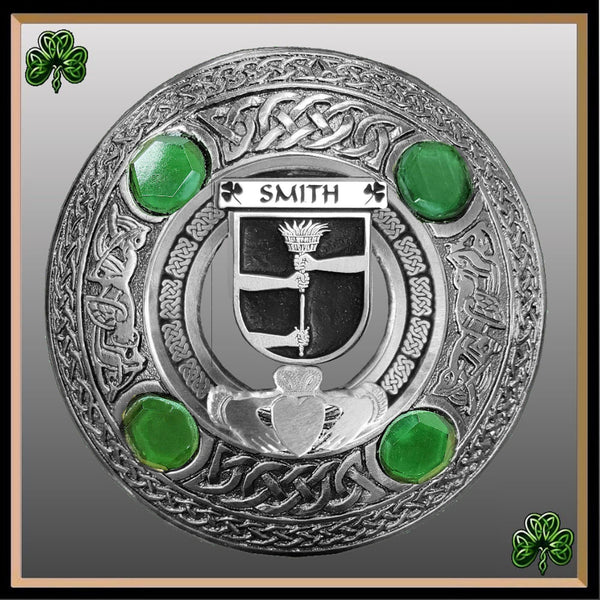 Smith Irish Claddagh Coat of Arms Plaid brooch ~ Emerald stones