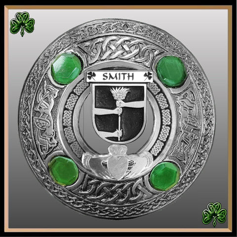 Smith Irish Claddagh Coat of Arms Plaid brooch ~ Emerald stones