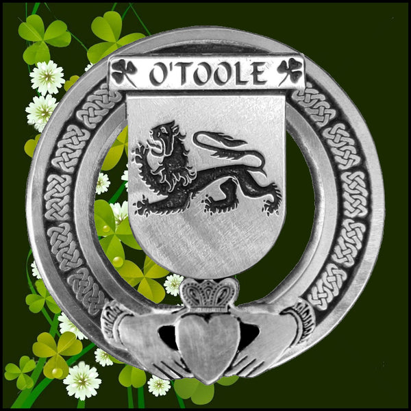 O'Toole Irish Claddagh Coat of Arms Plaid brooch ~ Emerald stones