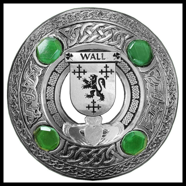 Wall Irish Claddagh Coat of Arms Plaid brooch ~ Emerald stones