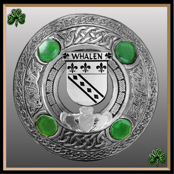 Whalen Irish Claddagh Coat of Arms Plaid brooch ~ Emerald stones