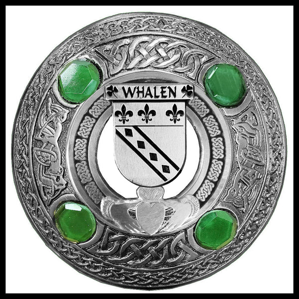 Whalen Irish Claddagh Coat of Arms Plaid brooch ~ Emerald stones