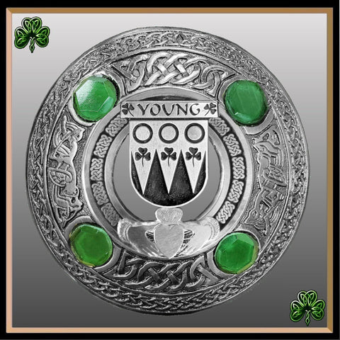 Young Irish Claddagh Coat of Arms Plaid brooch ~ Emerald stones