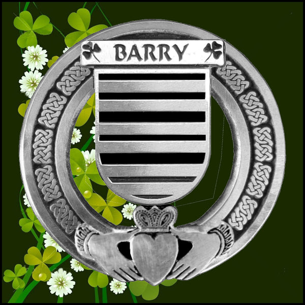 Barry Irish Claddagh Badge 8 oz. Flask Emerald, Ebony or Stainless