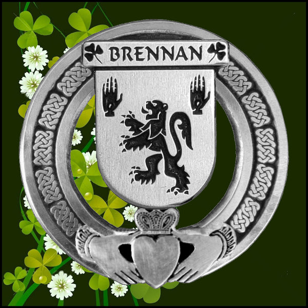 Brennan Irish Claddagh Badge 8 oz. Flask Emerald, Ebony or Stainless