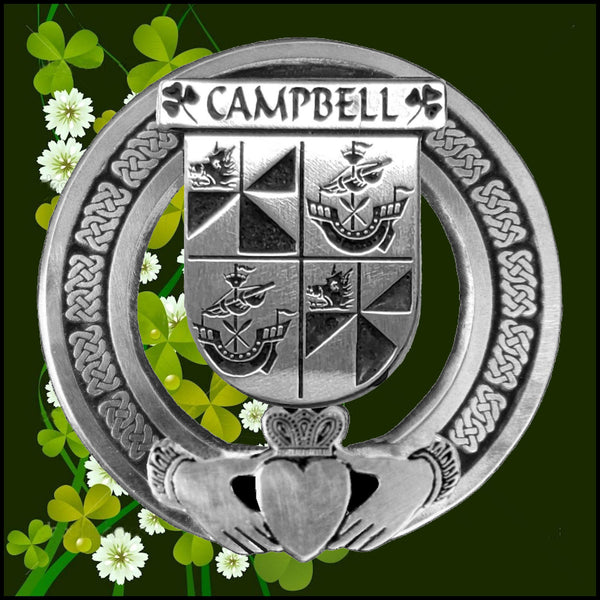 Campbell Irish Claddagh Badge 8 oz. Flask Emerald, Ebony or Stainless