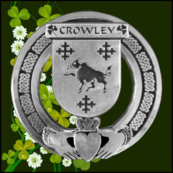 Crowley Irish Claddagh Badge 8 oz. Flask Emerald, Ebony or Stainless
