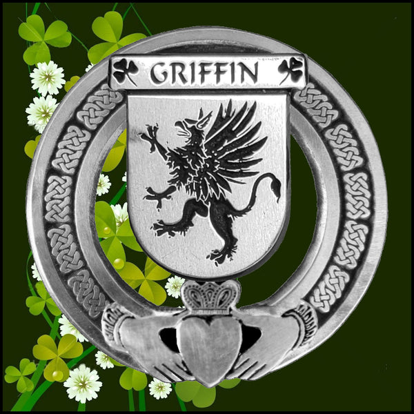Griffin Irish Claddagh Badge 8 oz. Flask Emerald, Ebony or Stainless