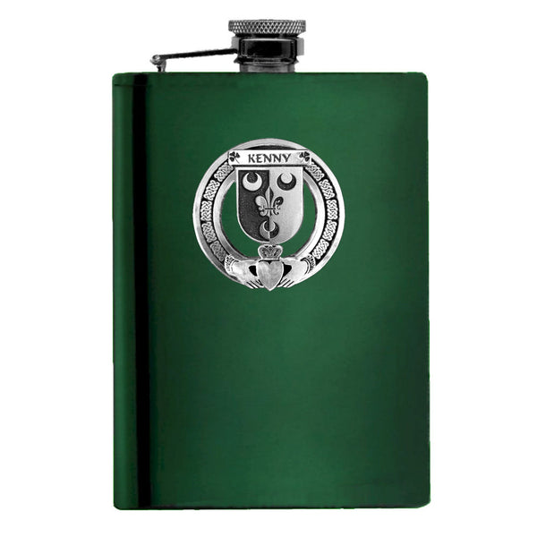 Kenny Irish Claddagh Badge 8 oz. Flask Emerald, Ebony or Stainless