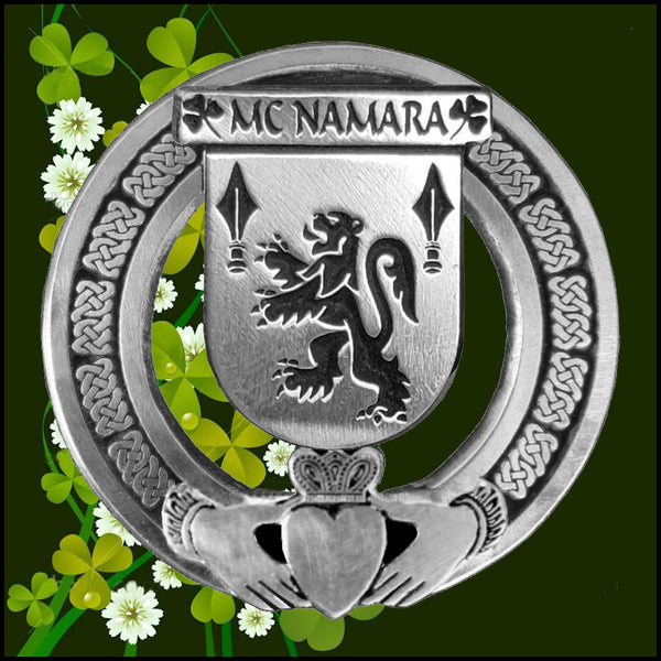 McNamara Irish Claddagh Badge 8 oz. Flask Emerald, Ebony or Stainless
