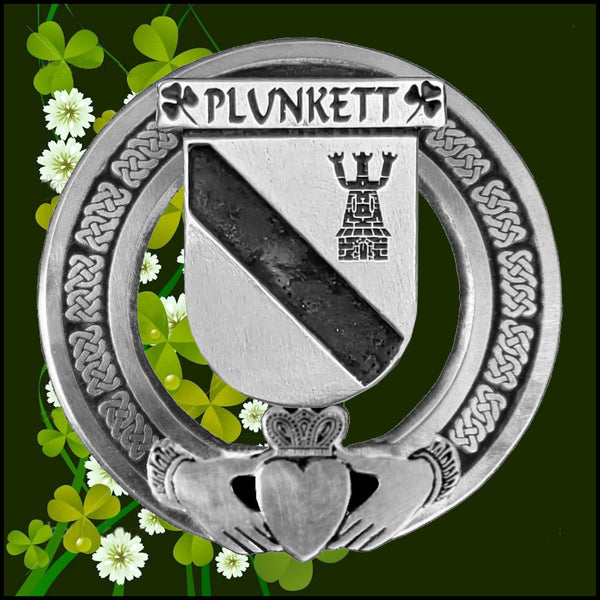 Plunkett Irish Claddagh Badge 8 oz. Flask Emerald, Ebony or Stainless