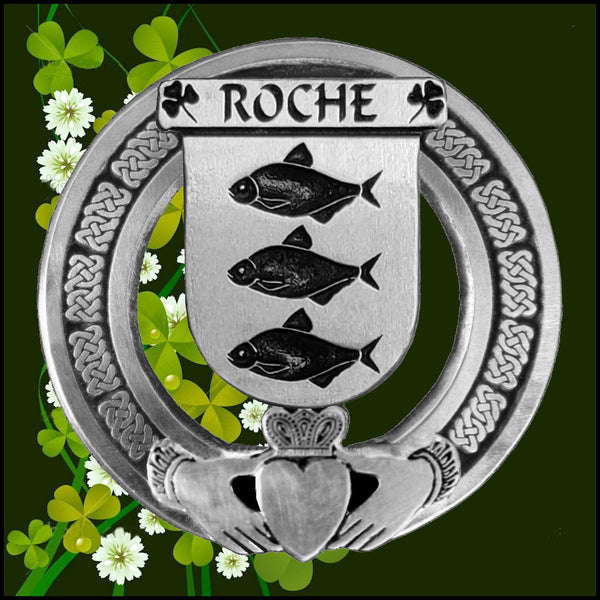 Roche Irish Claddagh Badge 8 oz. Flask Emerald, Ebony or Stainless