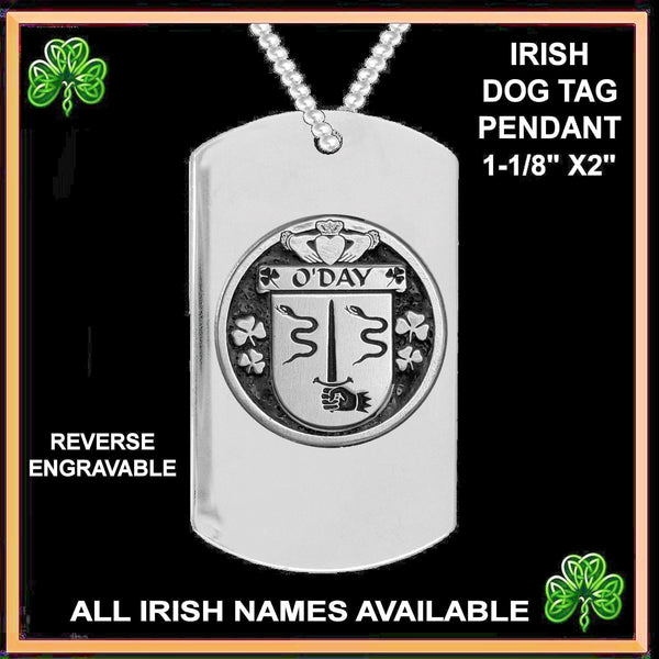 O'Day Irish Disk Coat of Arms Stainless Steel Dog Tag