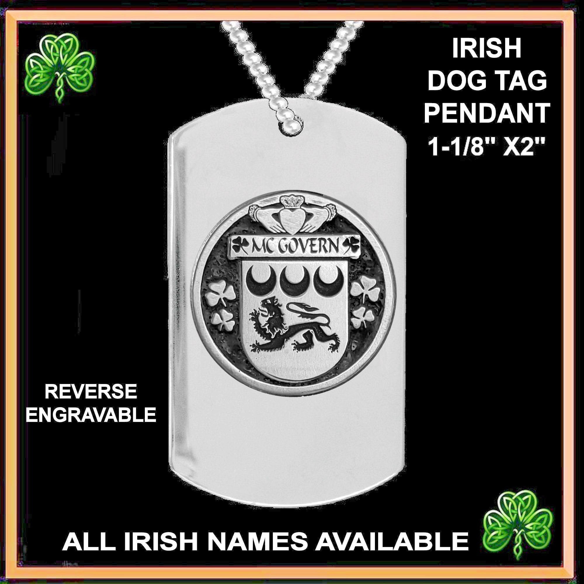 McGovern Irish Disk Coat of Arms Stainless Steel Dog Tag