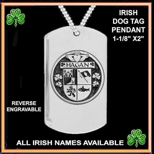 Hagan Irish Disk Coat of Arms Stainless Steel Dog Tag