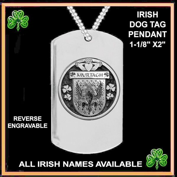 Murtagh Irish Disk Coat of Arms Stainless Steel Dog Tag