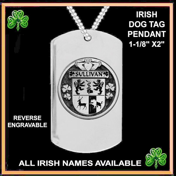Sullivan Irish Disk Coat of Arms Stainless Steel Dog Tag