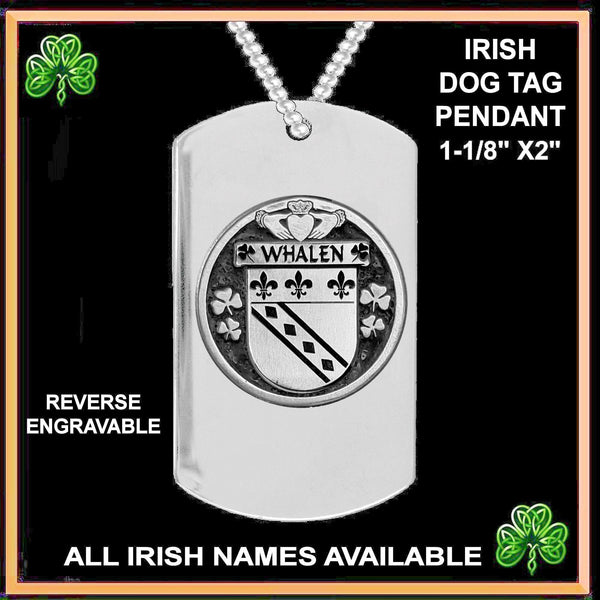 Whalen Irish Disk Coat of Arms Stainless Steel Dog Tag