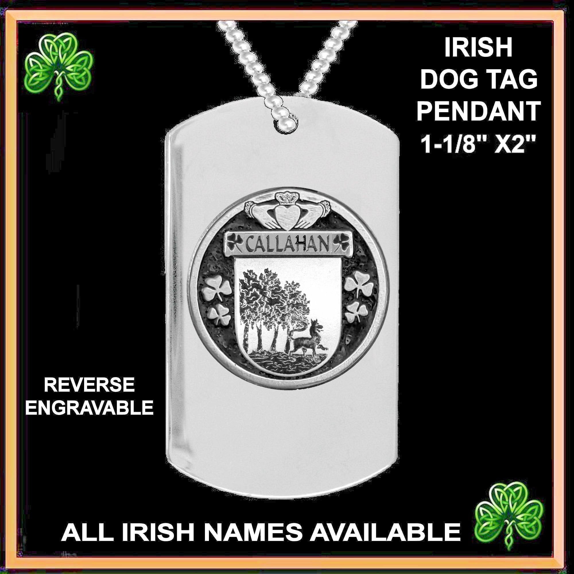 Callahan Irish Disk Coat of Arms Stainless Steel Dog Tag