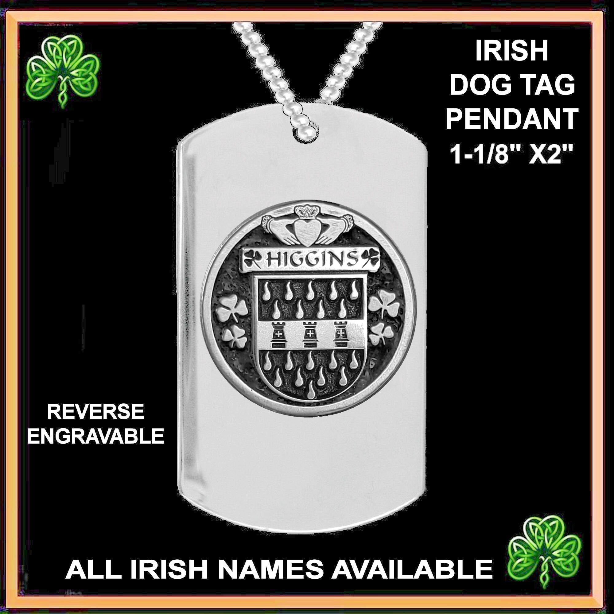 Higgins Irish Disk Coat of Arms Stainless Steel Dog Tag