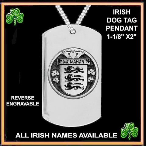 McMahon Irish Disk Coat of Arms Stainless Steel Dog Tag