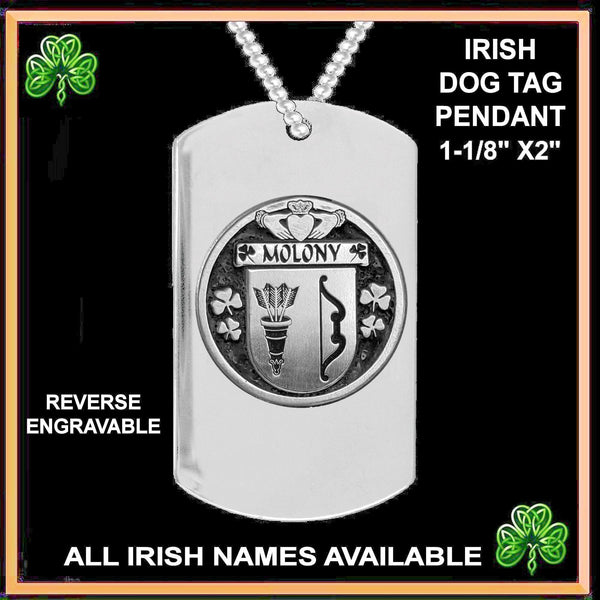 Molony Irish Disk Coat of Arms Stainless Steel Dog Tag