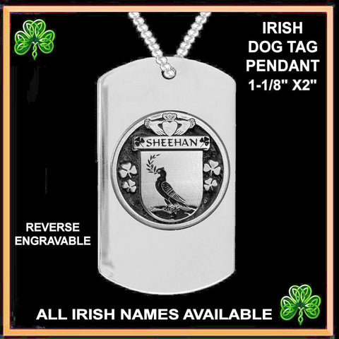 Sheehan Irish Disk Coat of Arms Stainless Steel Dog Tag