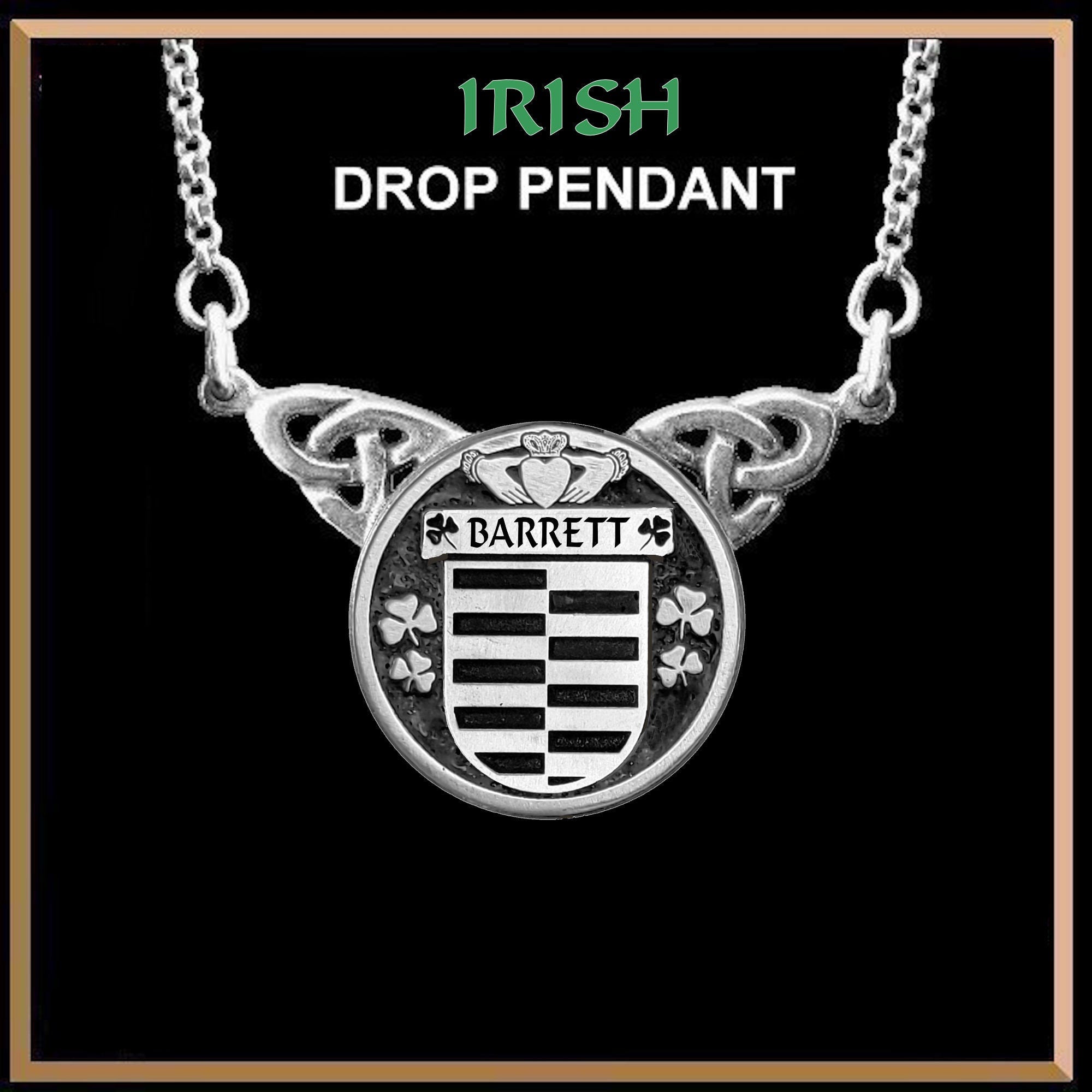 Barrett Irish Coat of Arms Double Drop Pendant ~ ILP03