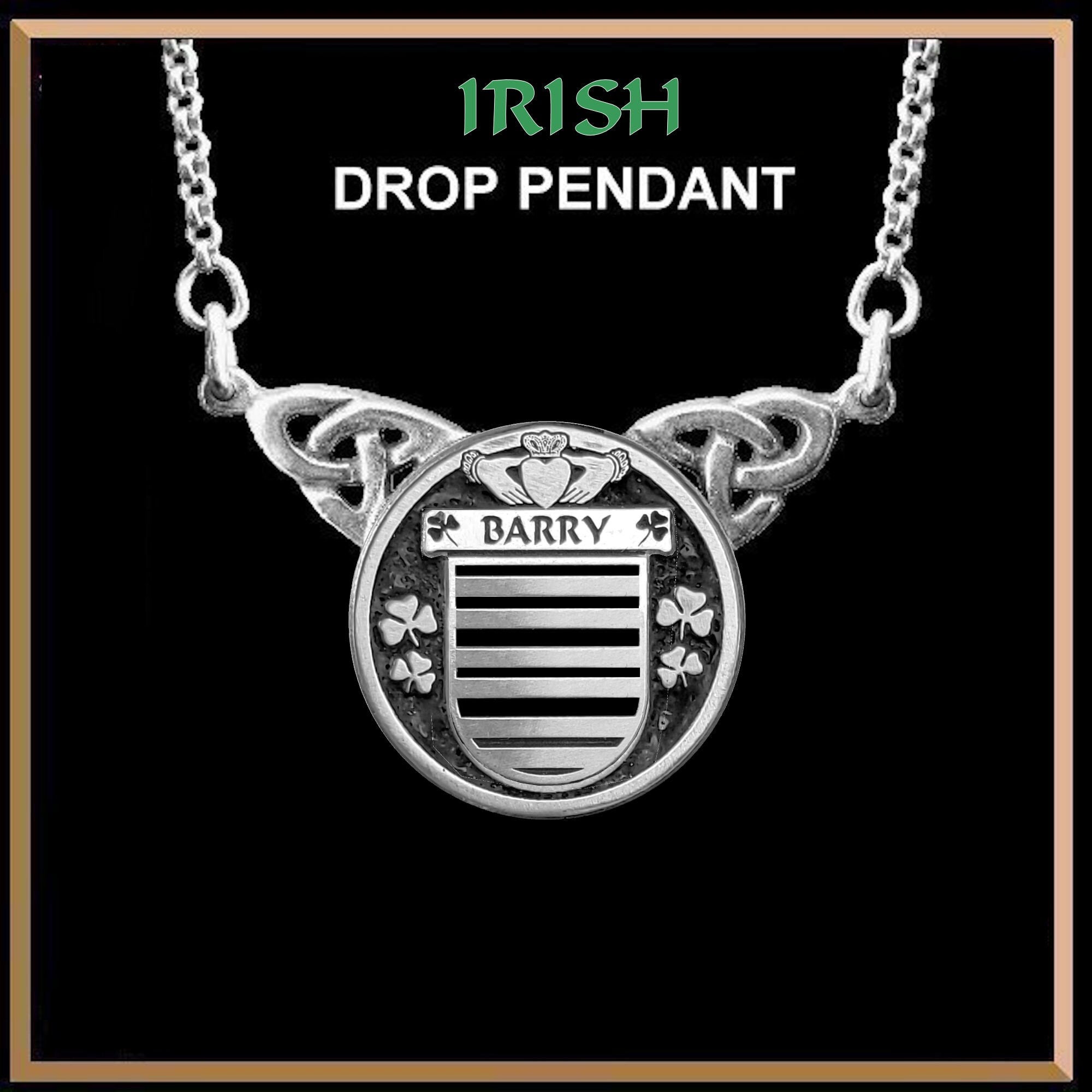 Barry Irish Coat of Arms Double Drop Pendant ~ ILP03