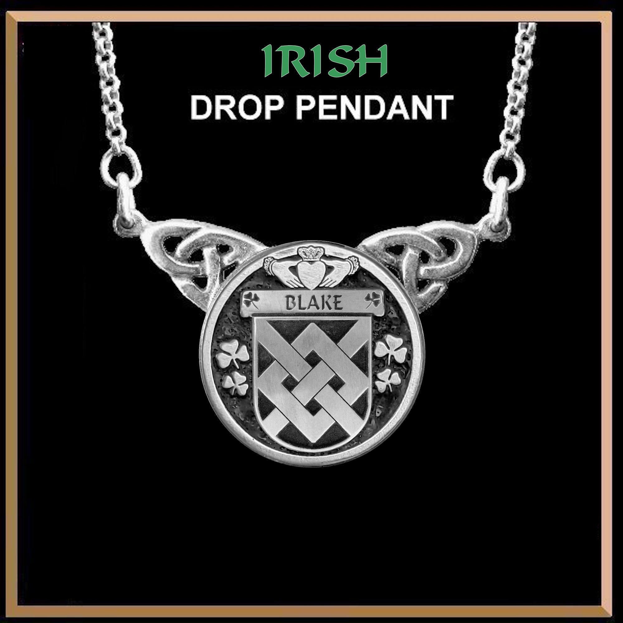 Blake Irish Coat of Arms Double Drop Pendant ~ ILP03