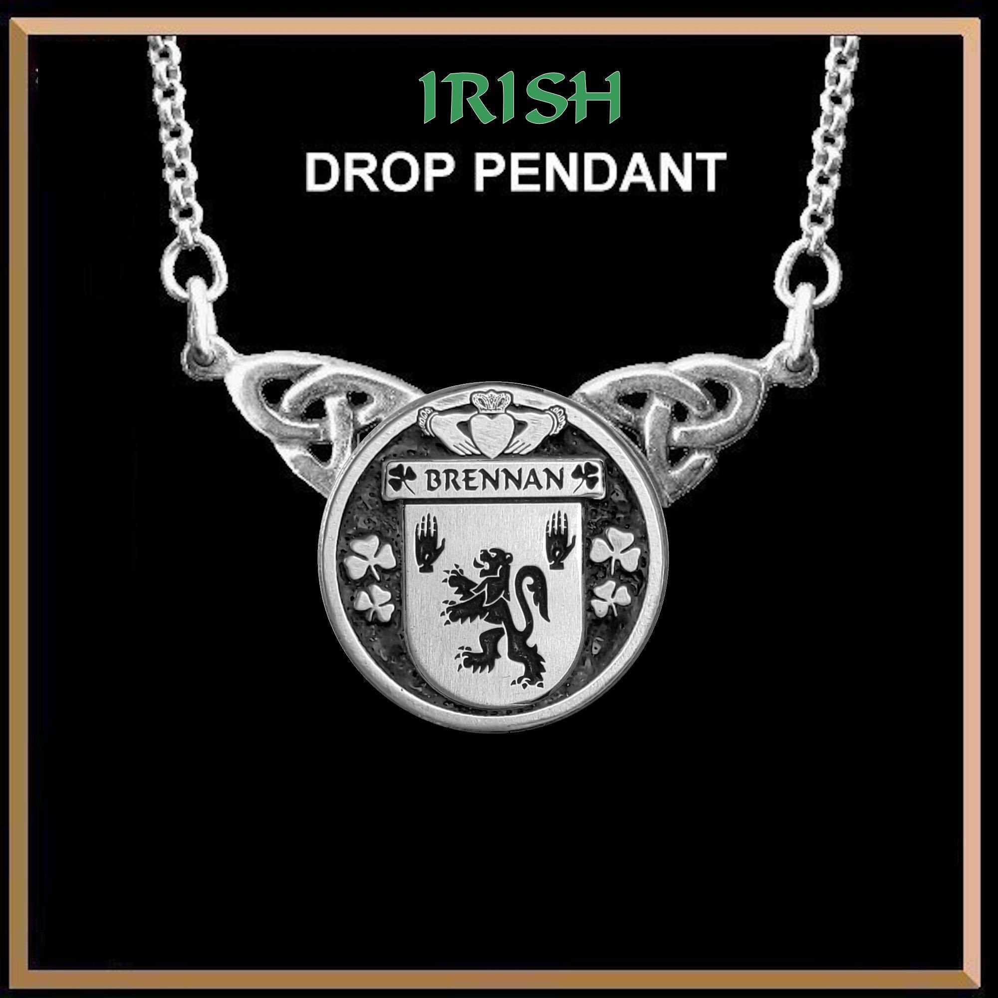 Brennan Irish Coat of Arms Double Drop Pendant ~ ILP03