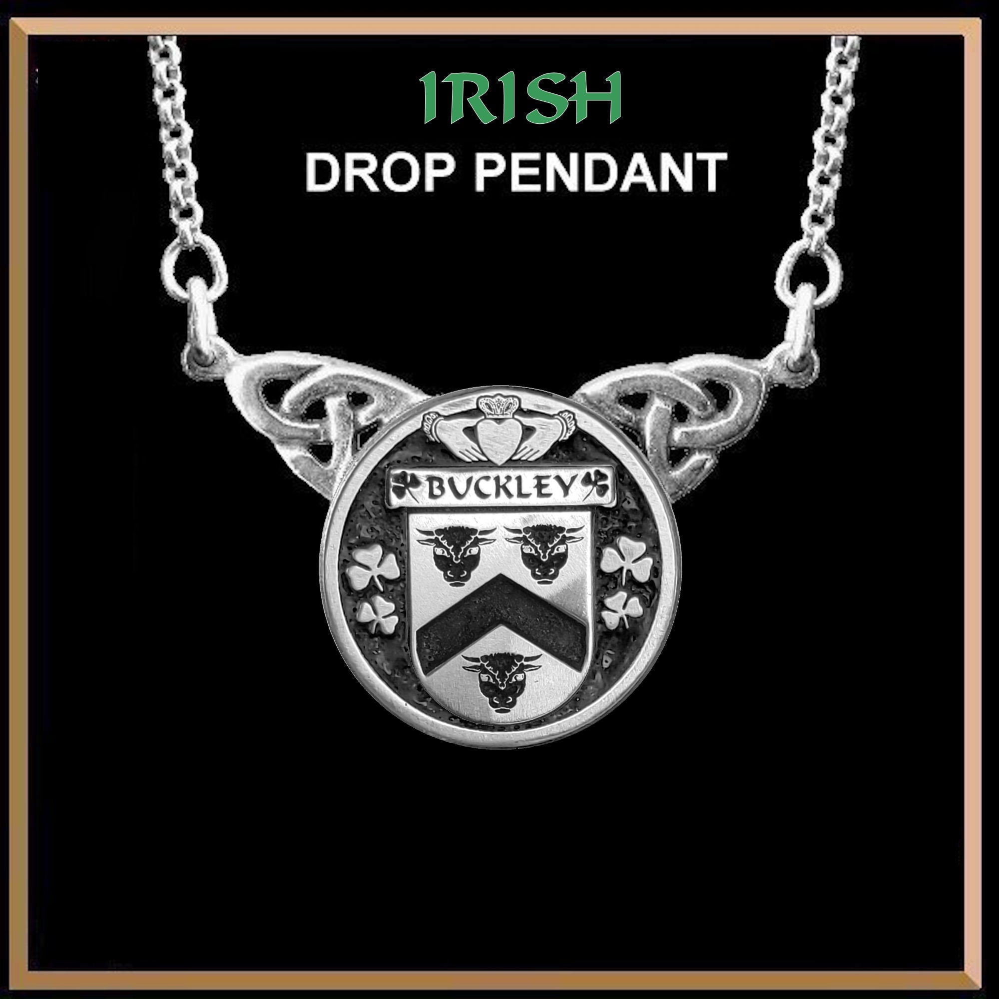 Buckley Irish Coat of Arms Double Drop Pendant ~ ILP03